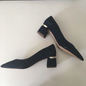 Navy block heel shoes — Essex Lane